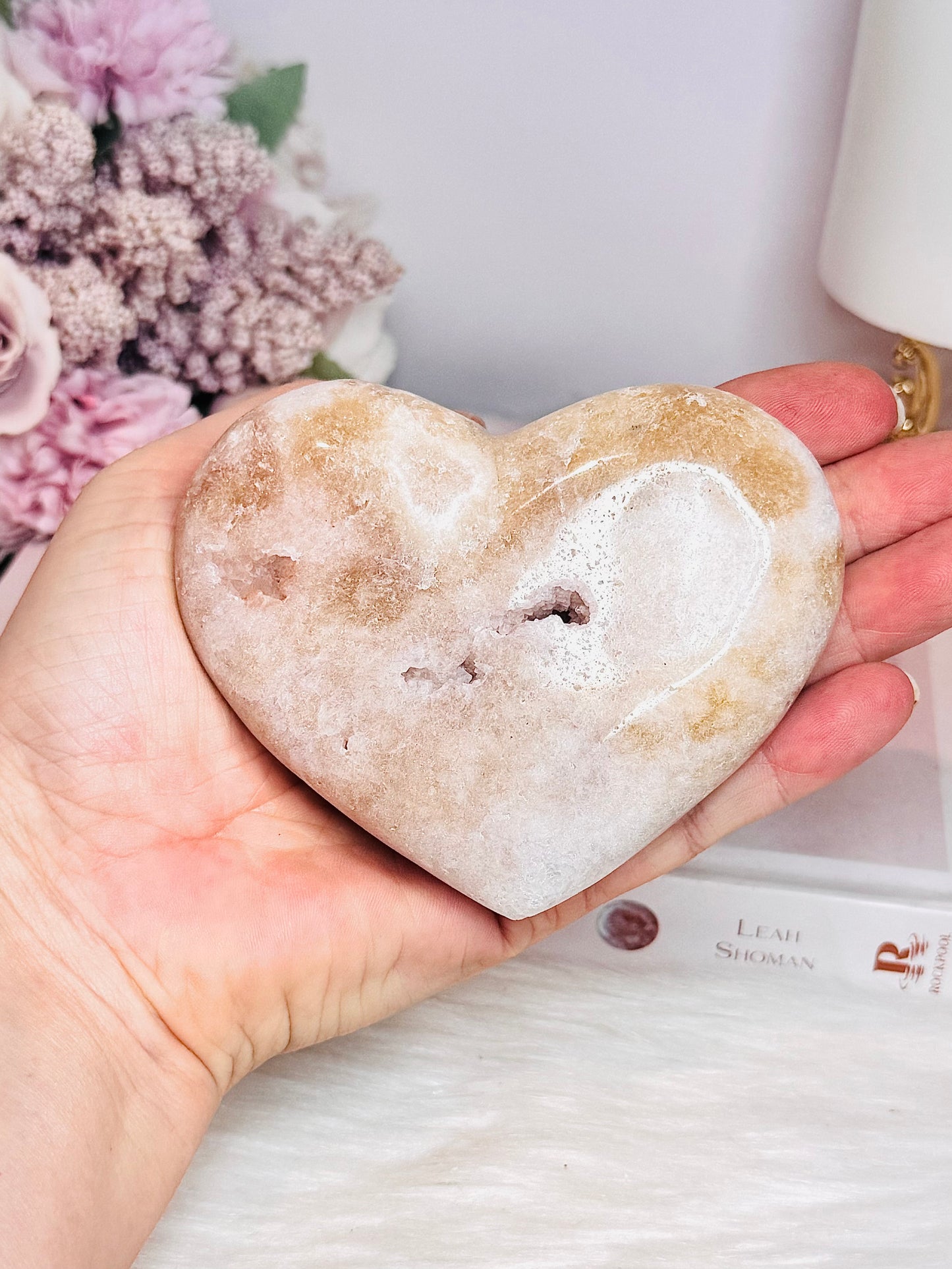 Pink Amethyst Druzy Heart 10cm On Stand