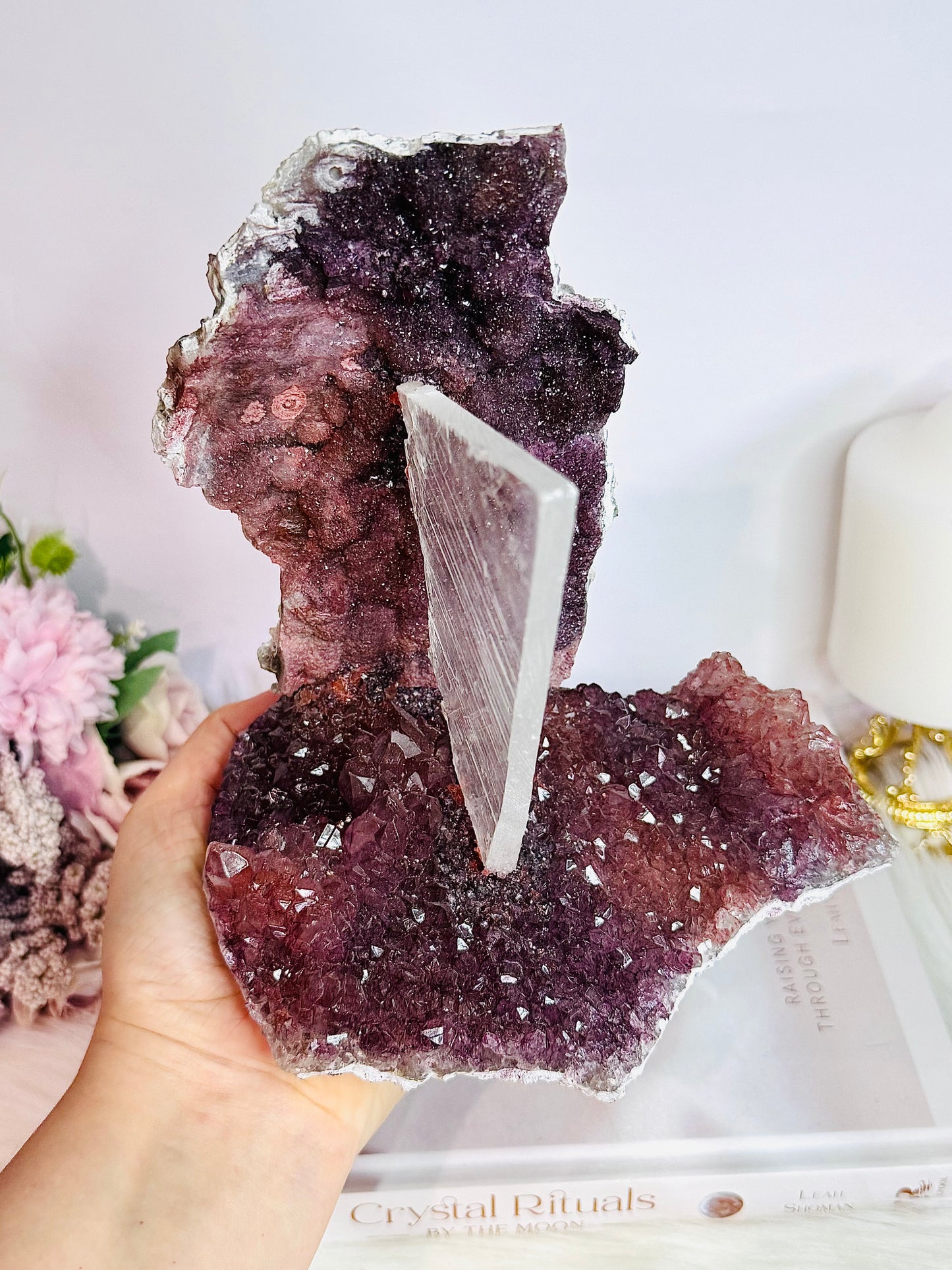 Absolutely Phenomenal Piece!! Natural Gypsum Selenite with Zeolite Specimen Bounded Together Artificually | Hand Crafted 751gram