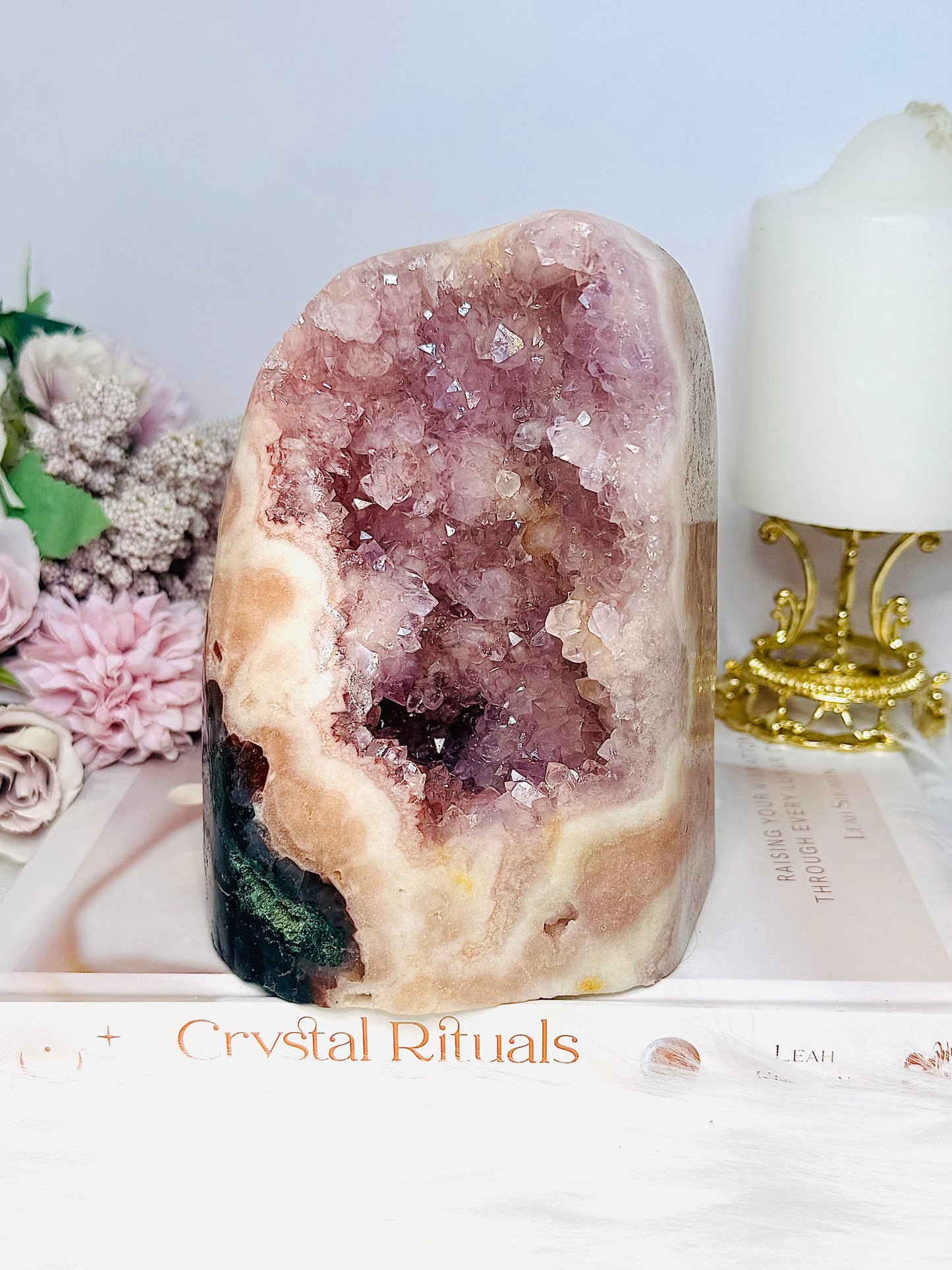 High Grade Pink Amethyst Druzy Freeform with Jasper Inclusions 14.5cm 1.8KG