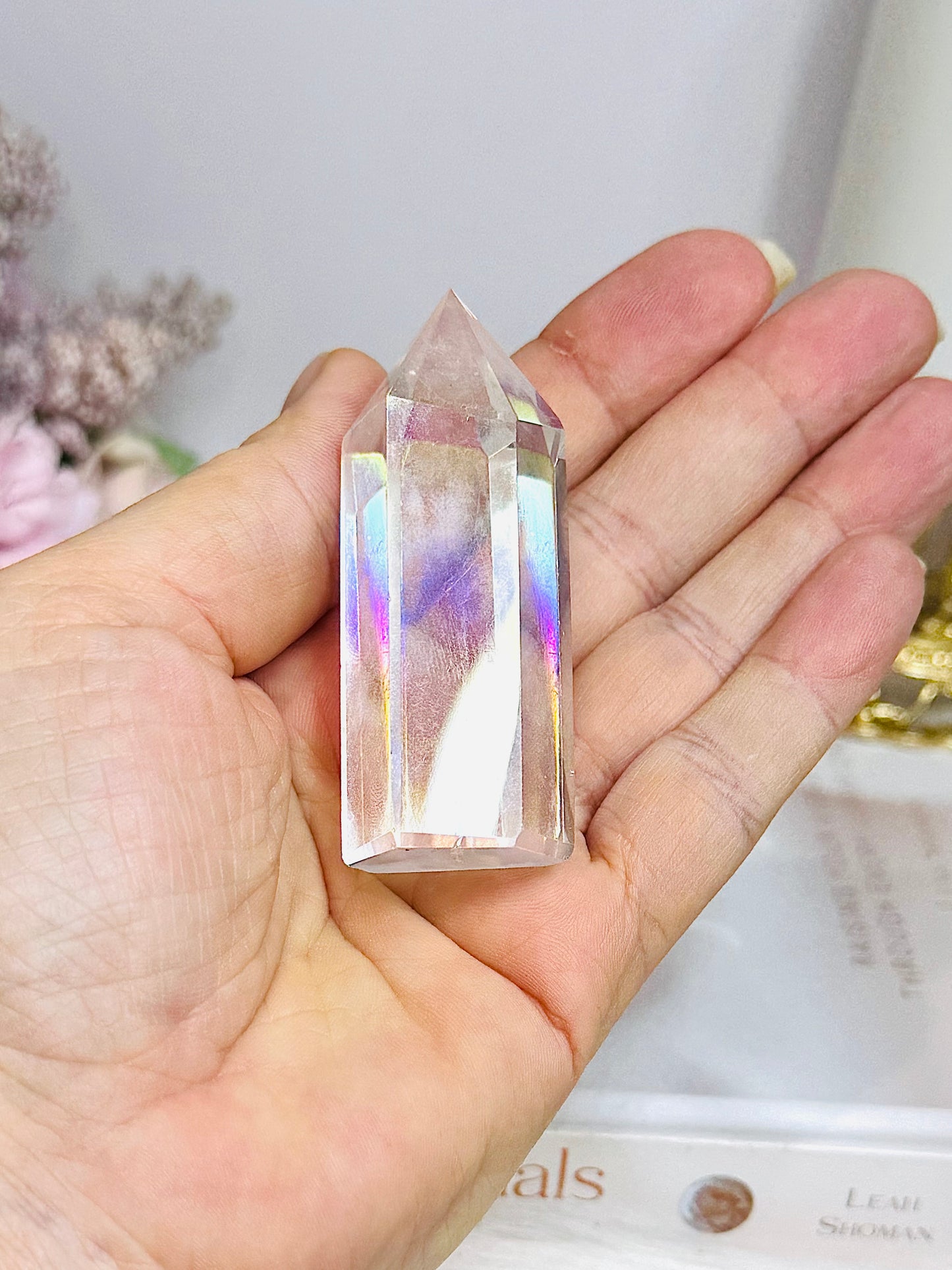 High Grade Clear Quartz Angel Aura Tower 6cm