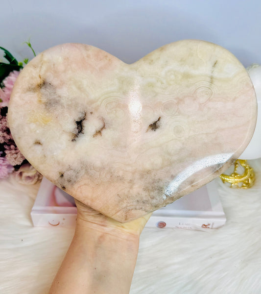 ✨ SALE ✨ Huge Pink Amethyst Druzy Carved Heart 1.76KG
