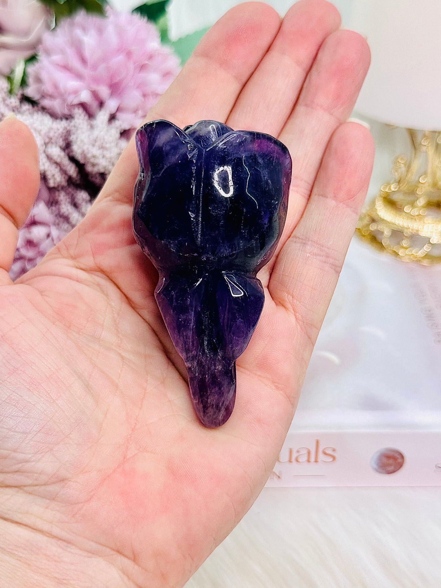 Natural Tranquilizer ~ Stunning Chunky Purple Amethyst Rose Carving 7.5cm