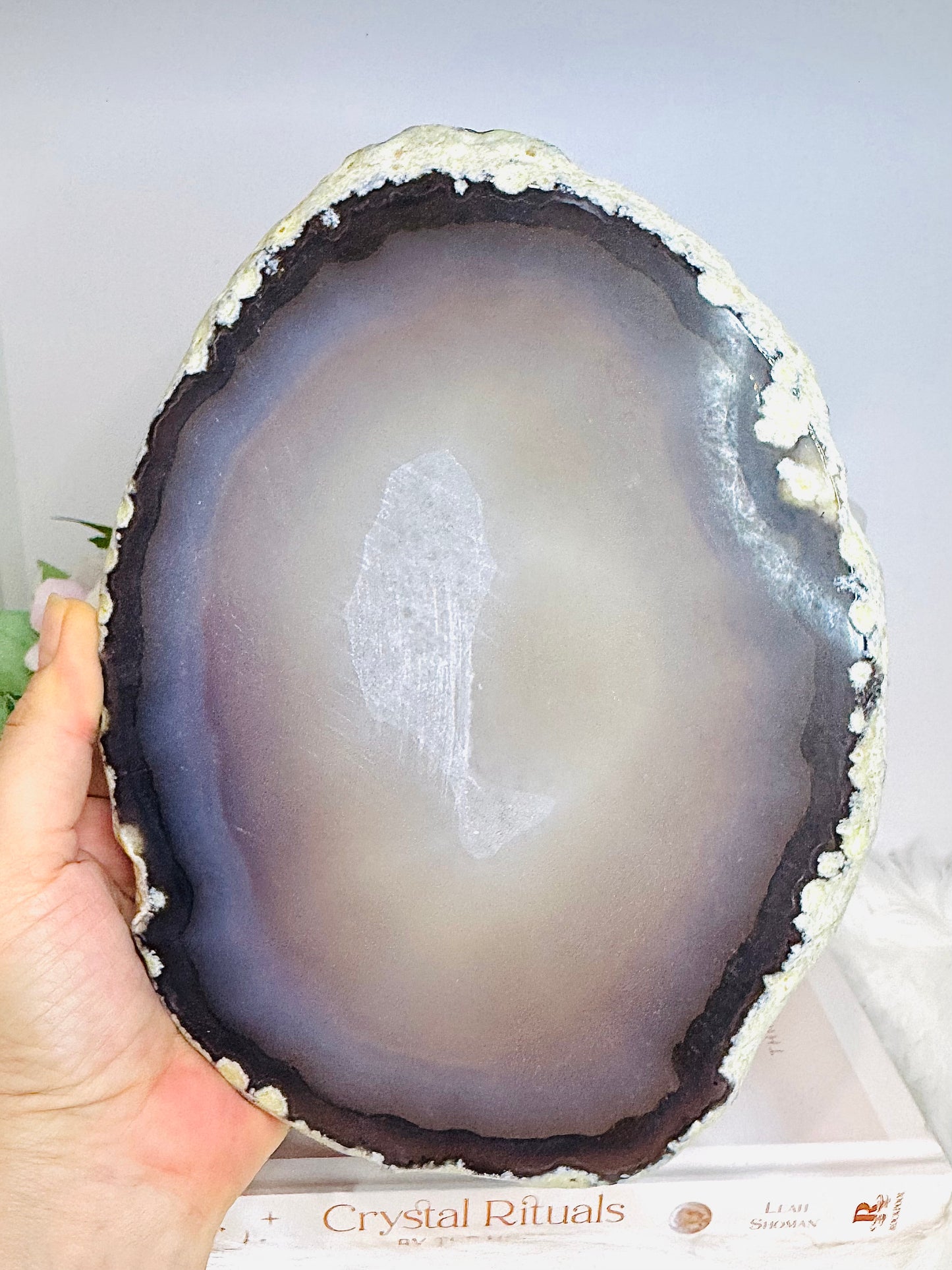 Large Druzy Agate Polished Slab on Stand 25cm 1.26KG