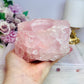 Large Chunky Rose Quartz Candle Holder 892g