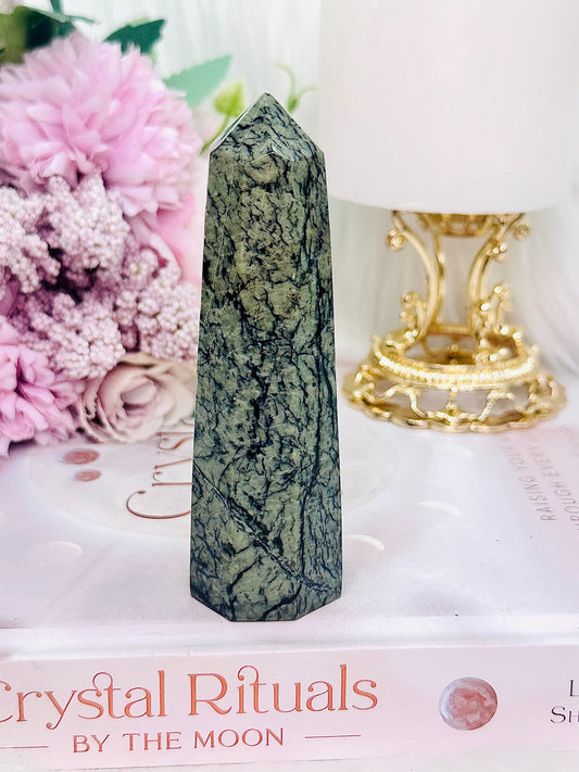 Absolutely Gorgeous Green & Black Jasper Tower