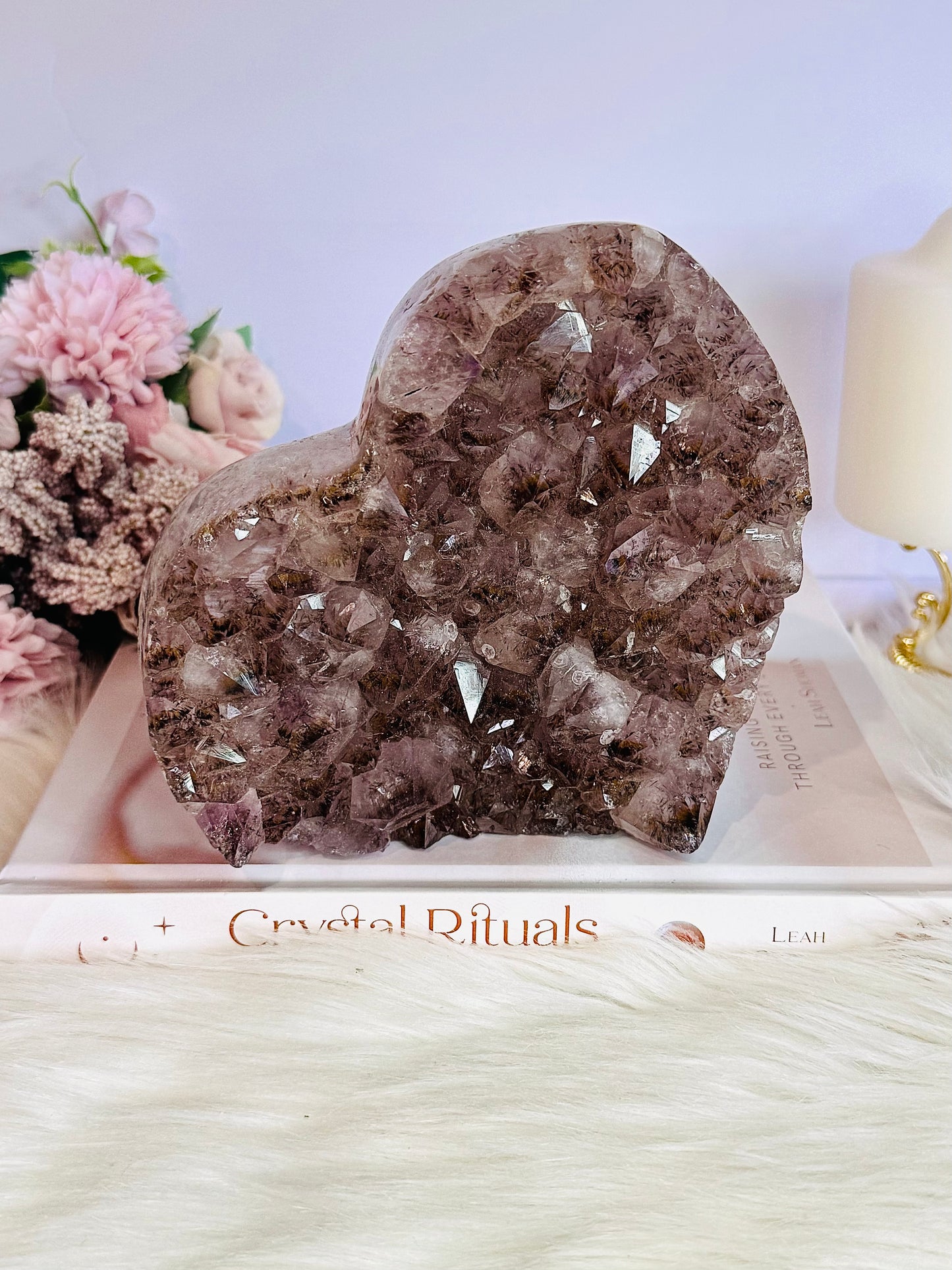 Huge 15cm 1.44KG Amethyst Cluster Carved Heart From Brazil