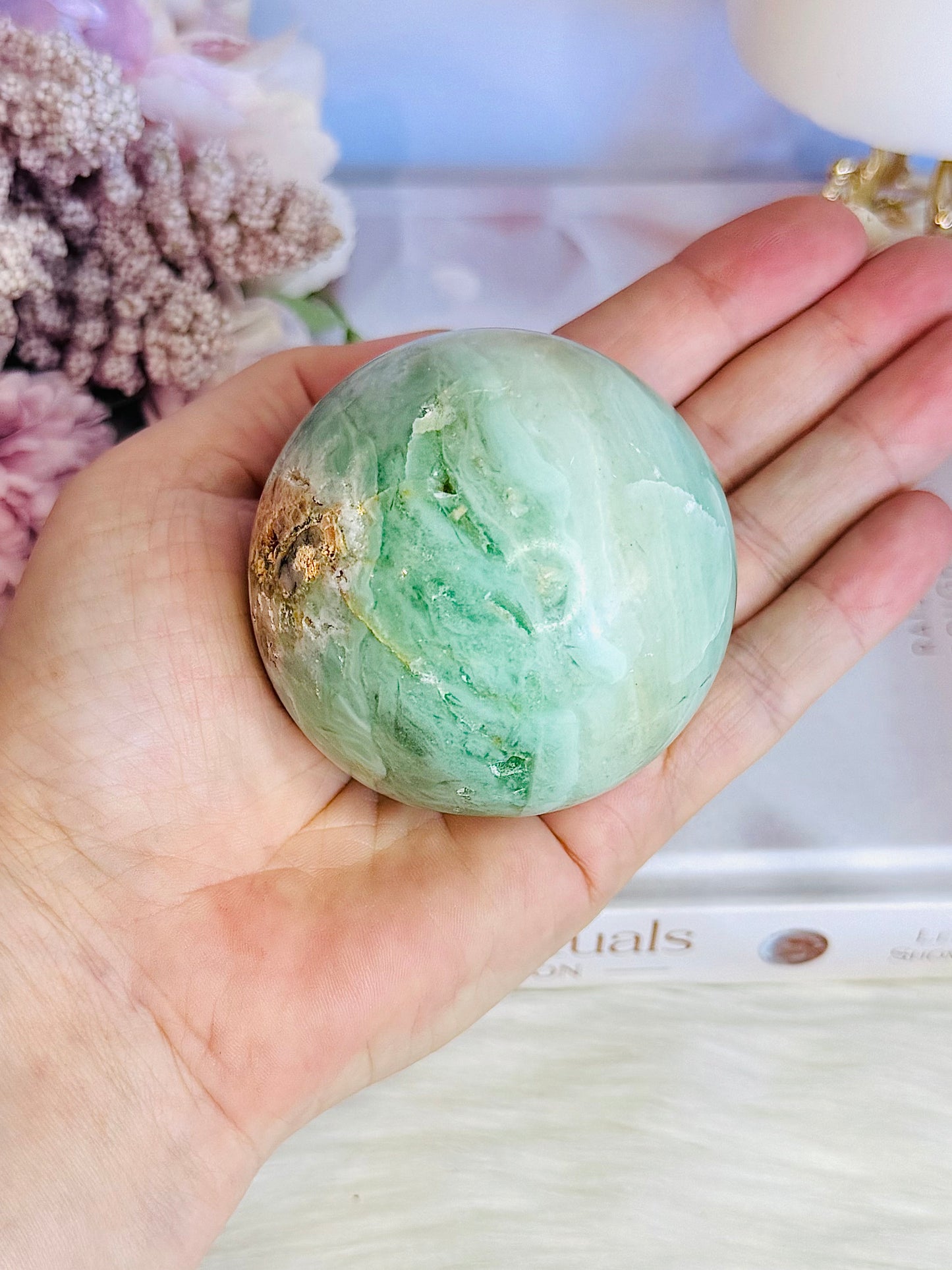 Beautiful Natural Variscite Sphere On Stand 381grams