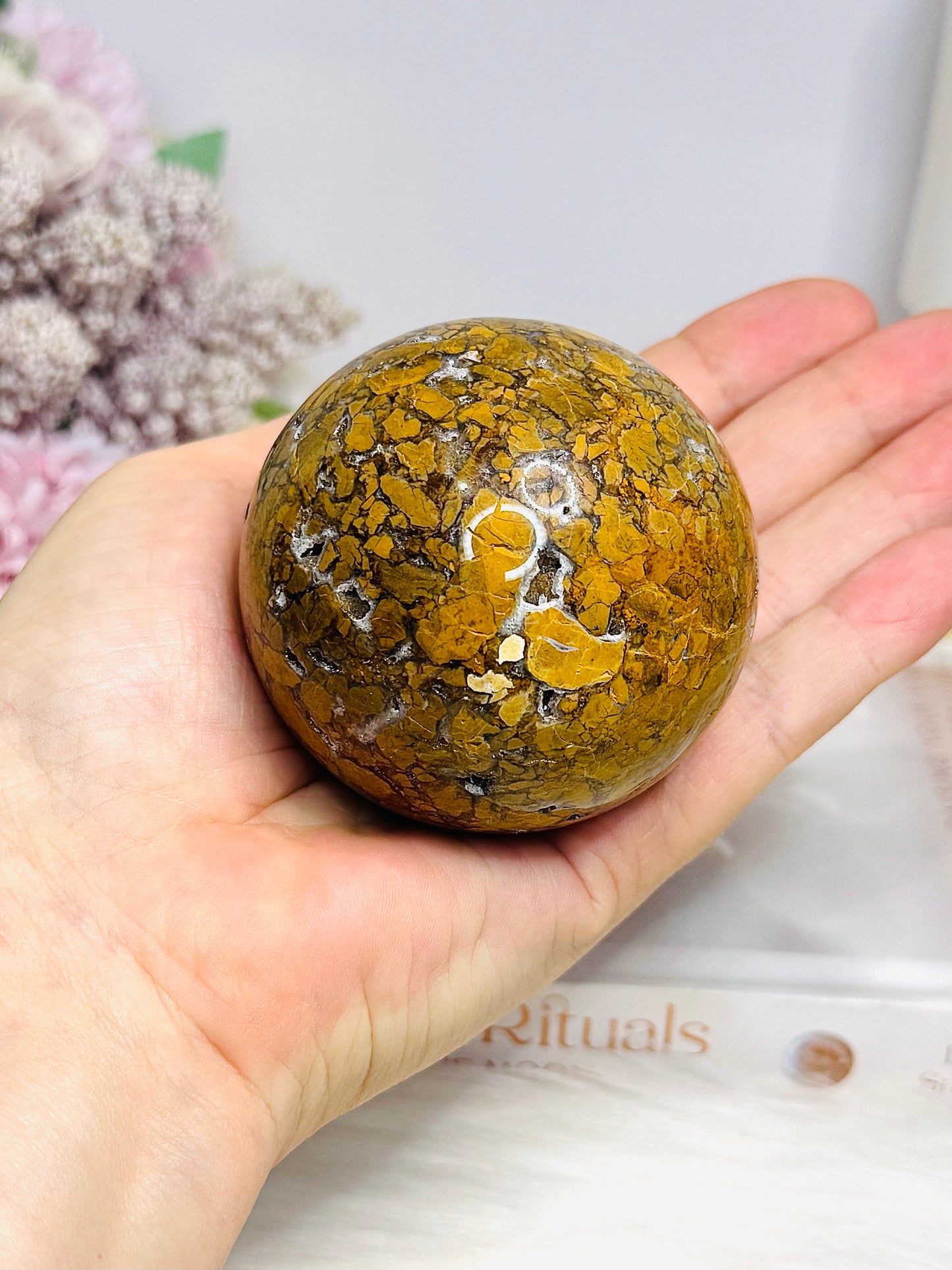 Brecciated Jasper Druzy Sphere on Stand 340g