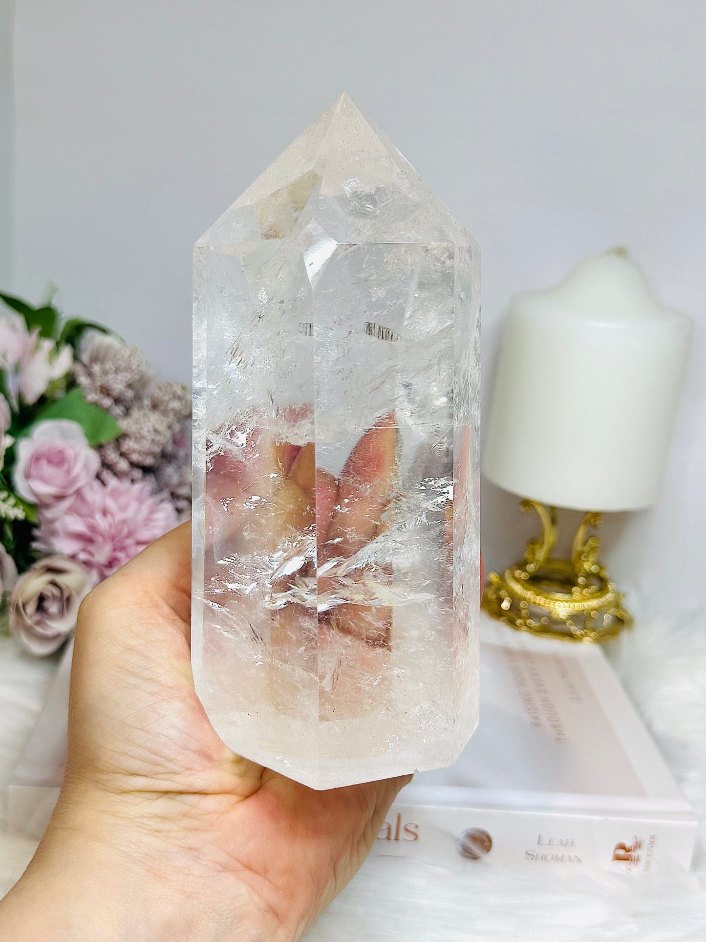 High Grade AAA Clear Quartz Large Chunky Tower From Brazil 15.5cm 956g
