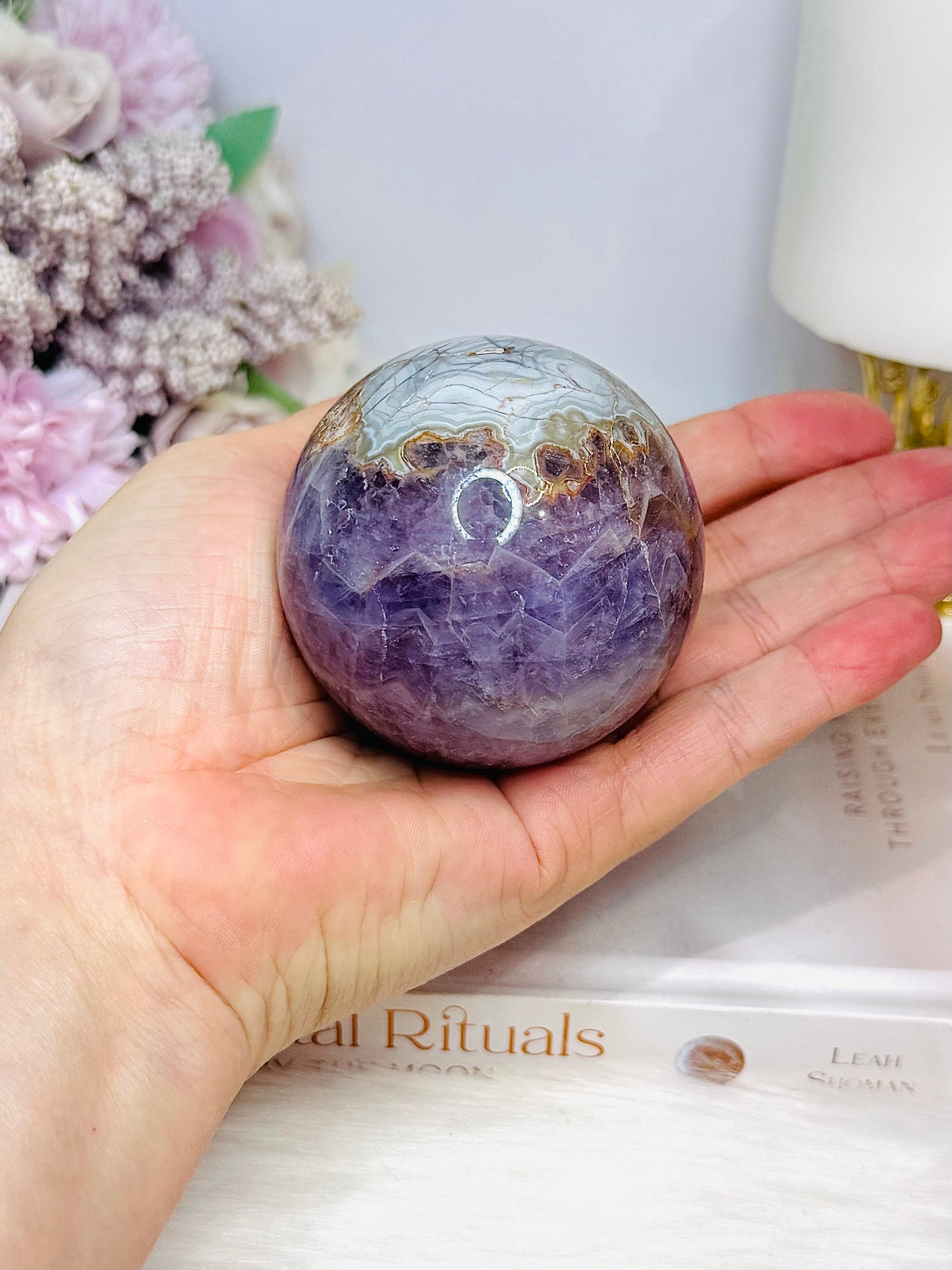 Crazy Lace Amethyst Sphere on Stand 316g