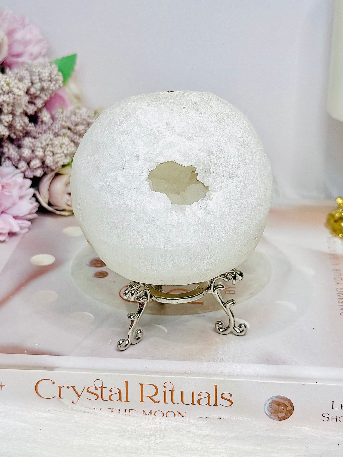Large Moroccan Quartz Geode Sphere on Stand 566g
