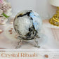 Rainbow Moonstone Sphere on Stand with Blue Flash 337g