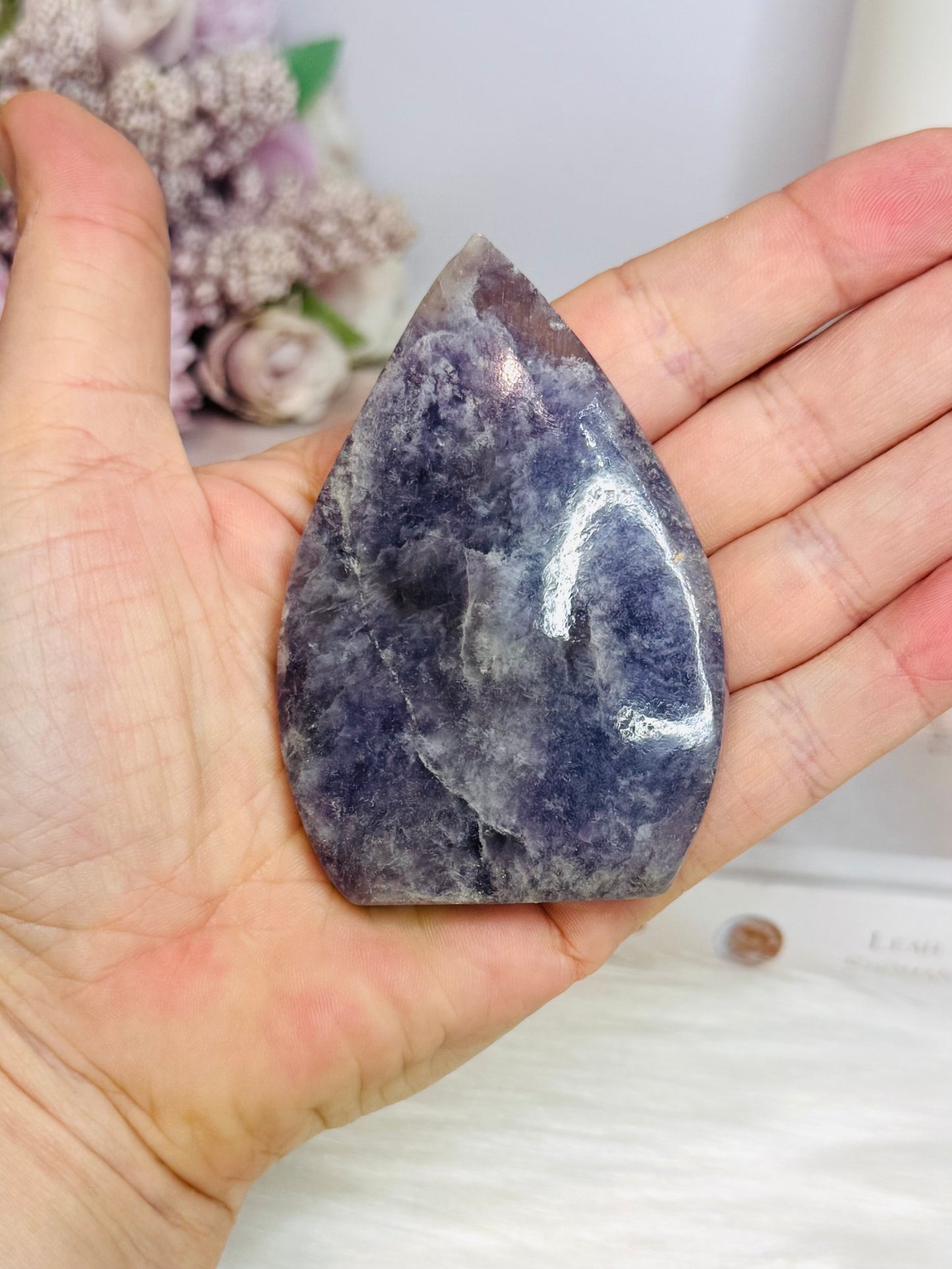 Pegmatite | Unicorn Stone Carved Flame 7cm
