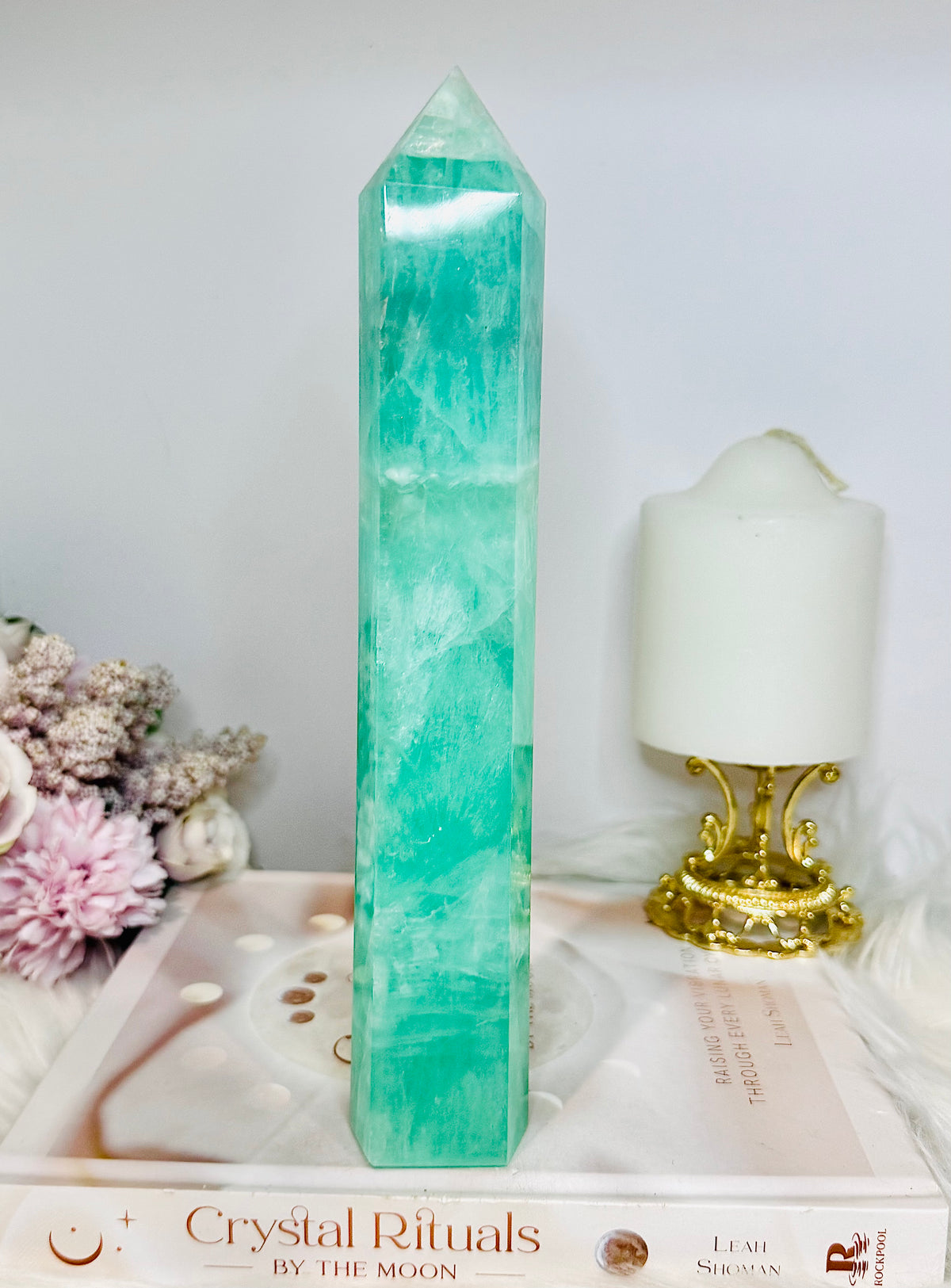 Huge High Grade Green Watermelon Fluorite Tower 24cm 885g