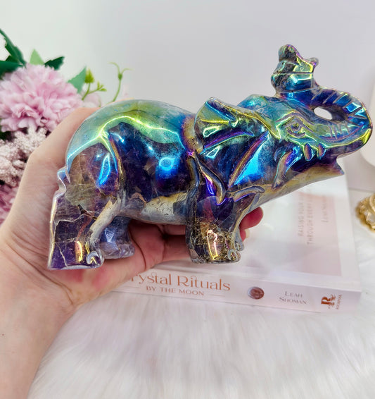 ⚜️ SALE ⚜️Fabulous Statement Piece !!!! Stunning Huge 1.34KG Chunky Angel Aura Dream Amethyst Elephant Carved To Perfection