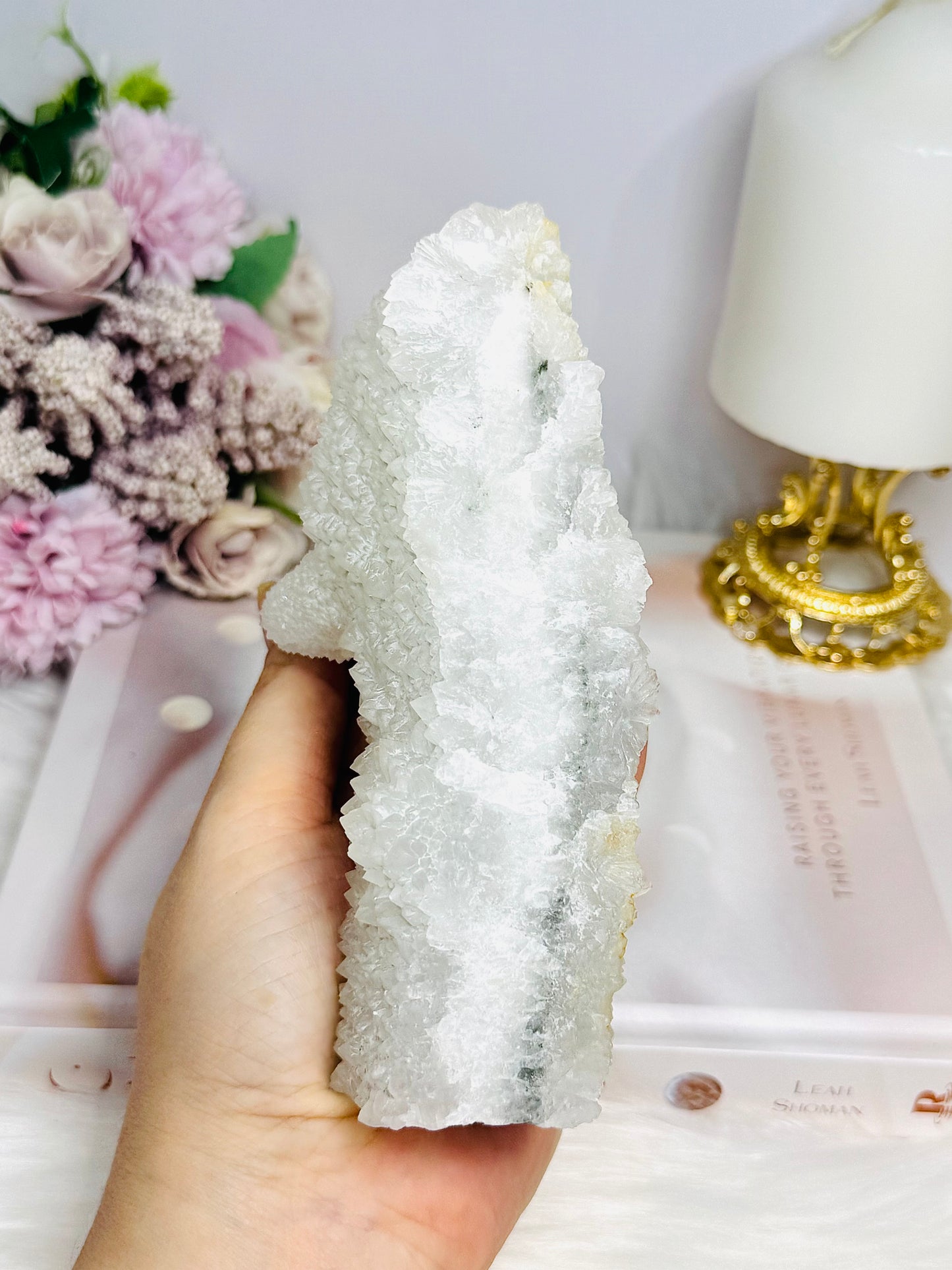 Rare White Apophyllite Crystal Stalactite Formation Specimen 14cm 420g