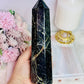 Exceptionally Stunning High Grade Large Chunky Natural Black Tourmaline with Gold Mica Tower | Generator 822grams