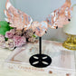 Pink Druzy Agate Wings & Heart on Stand 18cm Tall