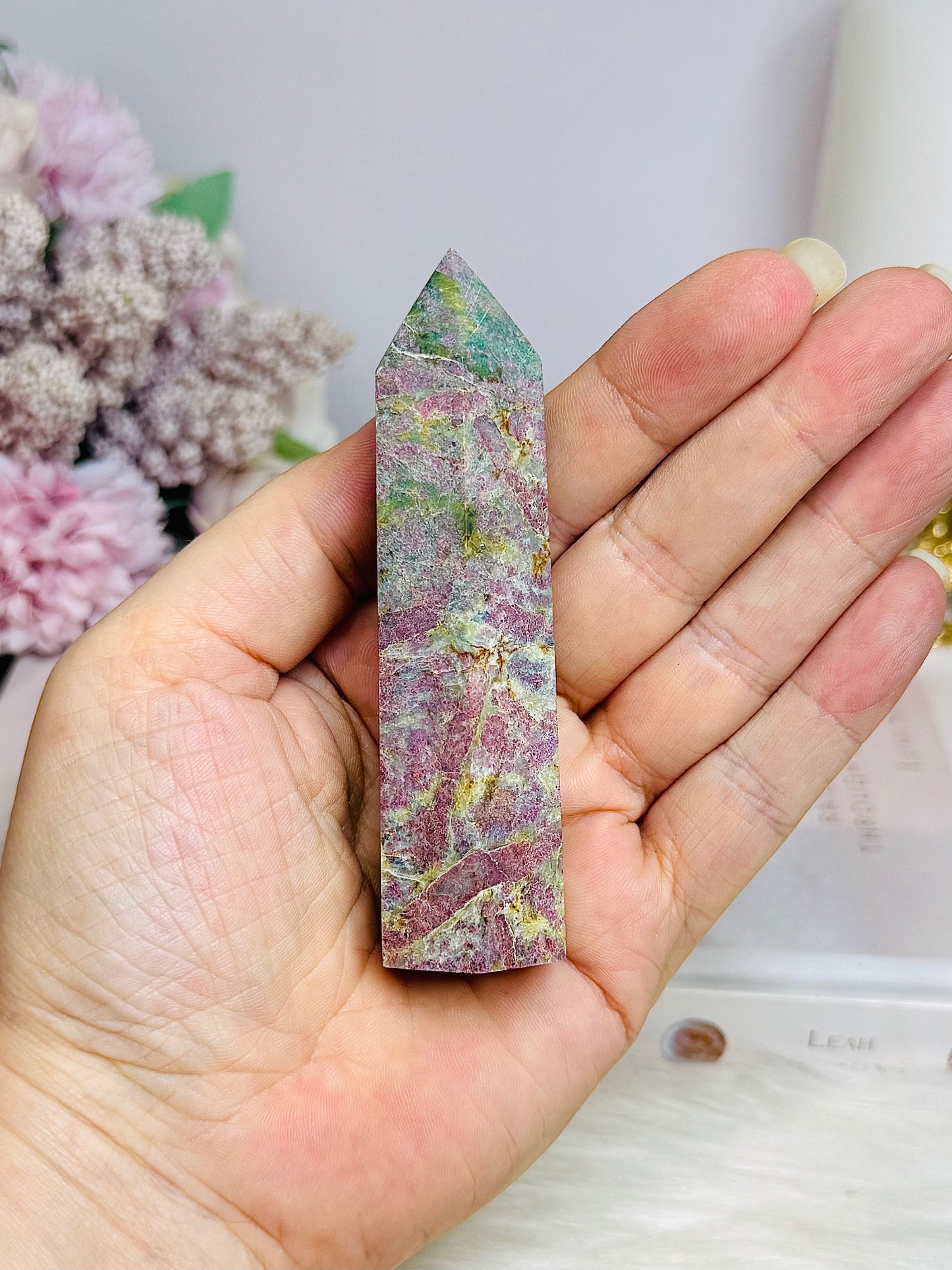 Rare Ruby In Blue Apatite Tower (UV Reactive) 9.5cm