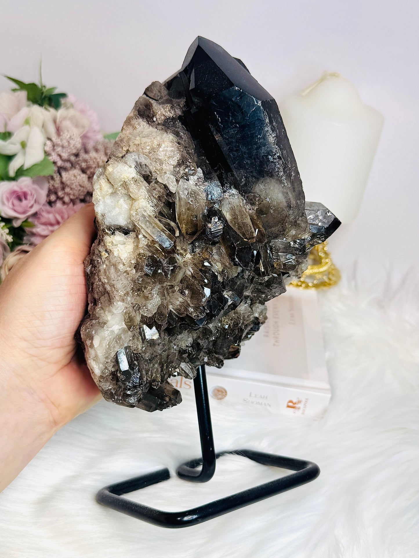 ✨ SALE ✨ Large Smokey Quartz Cluster On Stand From Brazil 2.09KG 22cm