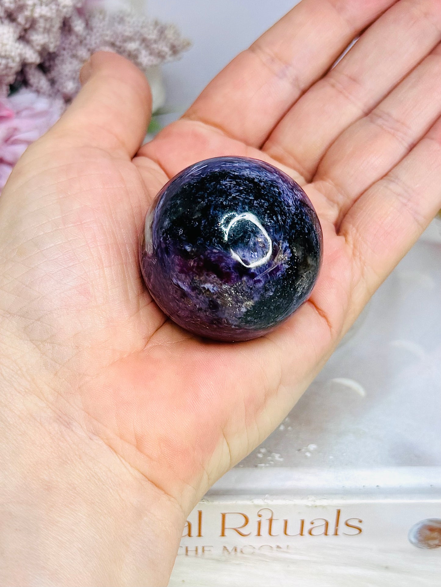 Natural Rare Charoite Sphere On Stand 94g