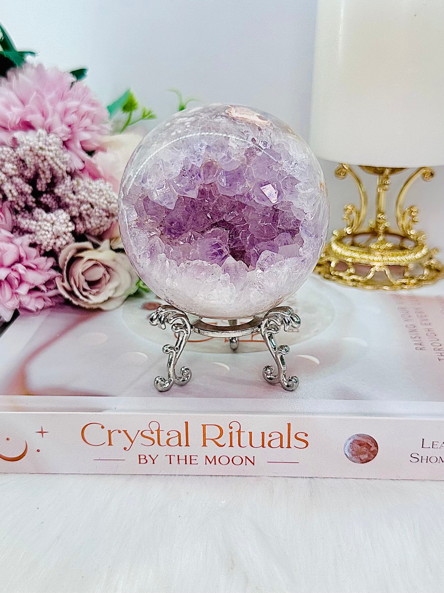 She Is Divine!!! All Class, Gorgeous Large 396gram Druzy Pink Amethyst Sphere From Brazil On Stand An Absolute Stunner