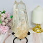 High Grade Clear Quartz Twin | Double Tower with Rainbows on Stand 18.5cm 961g