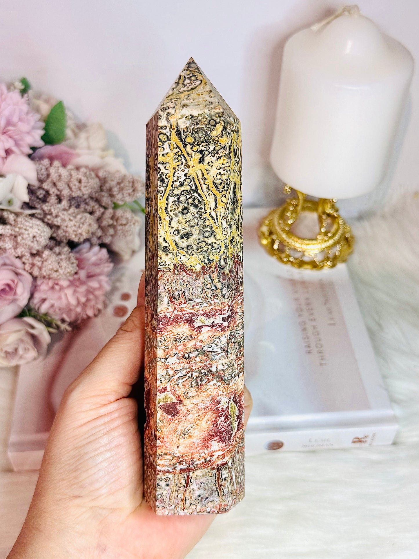 Large Leopardskin Jasper Chunky Tower 18.5cm