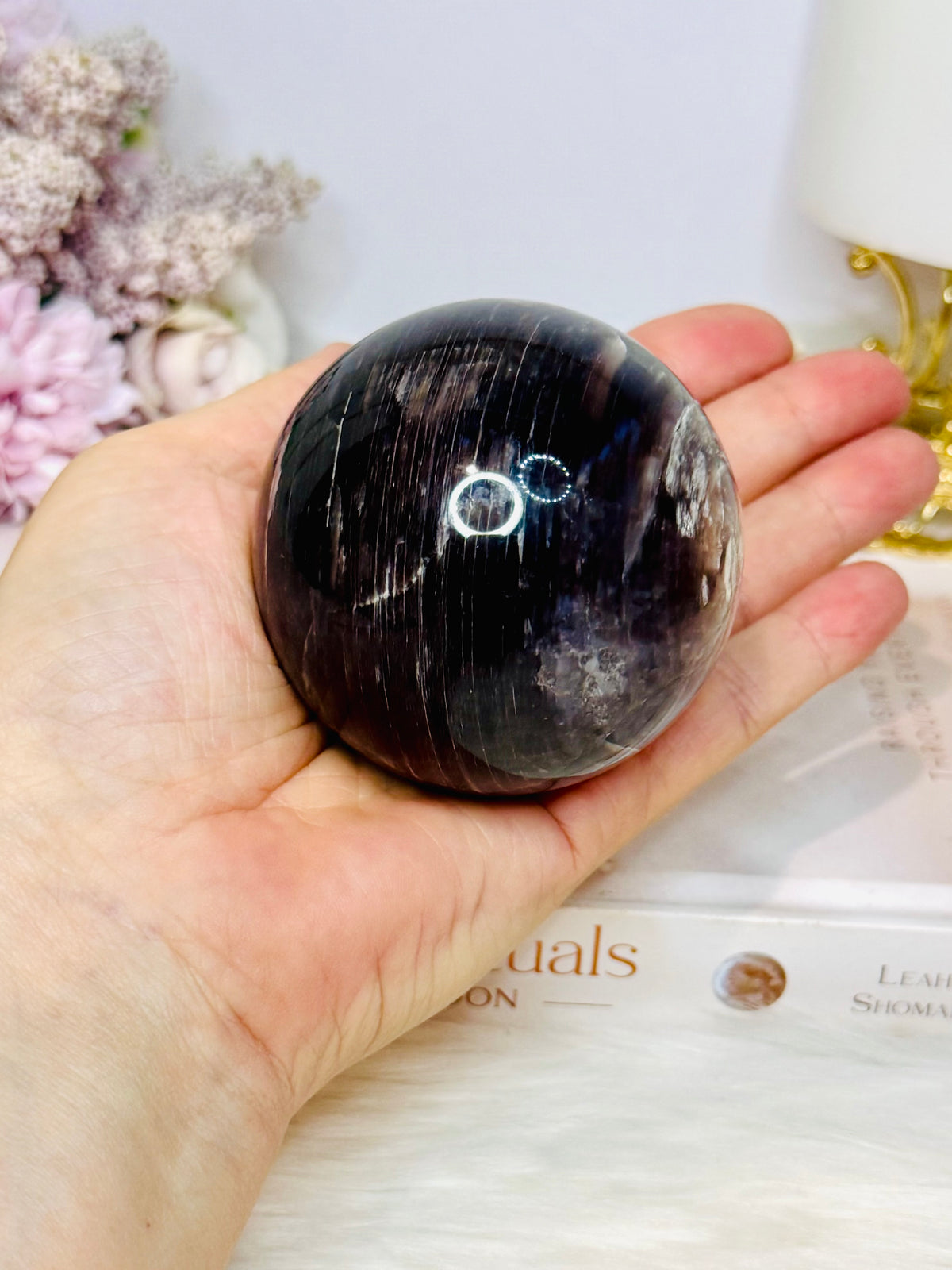 Large Purple Mica Flashy Sphere On Stand 393g