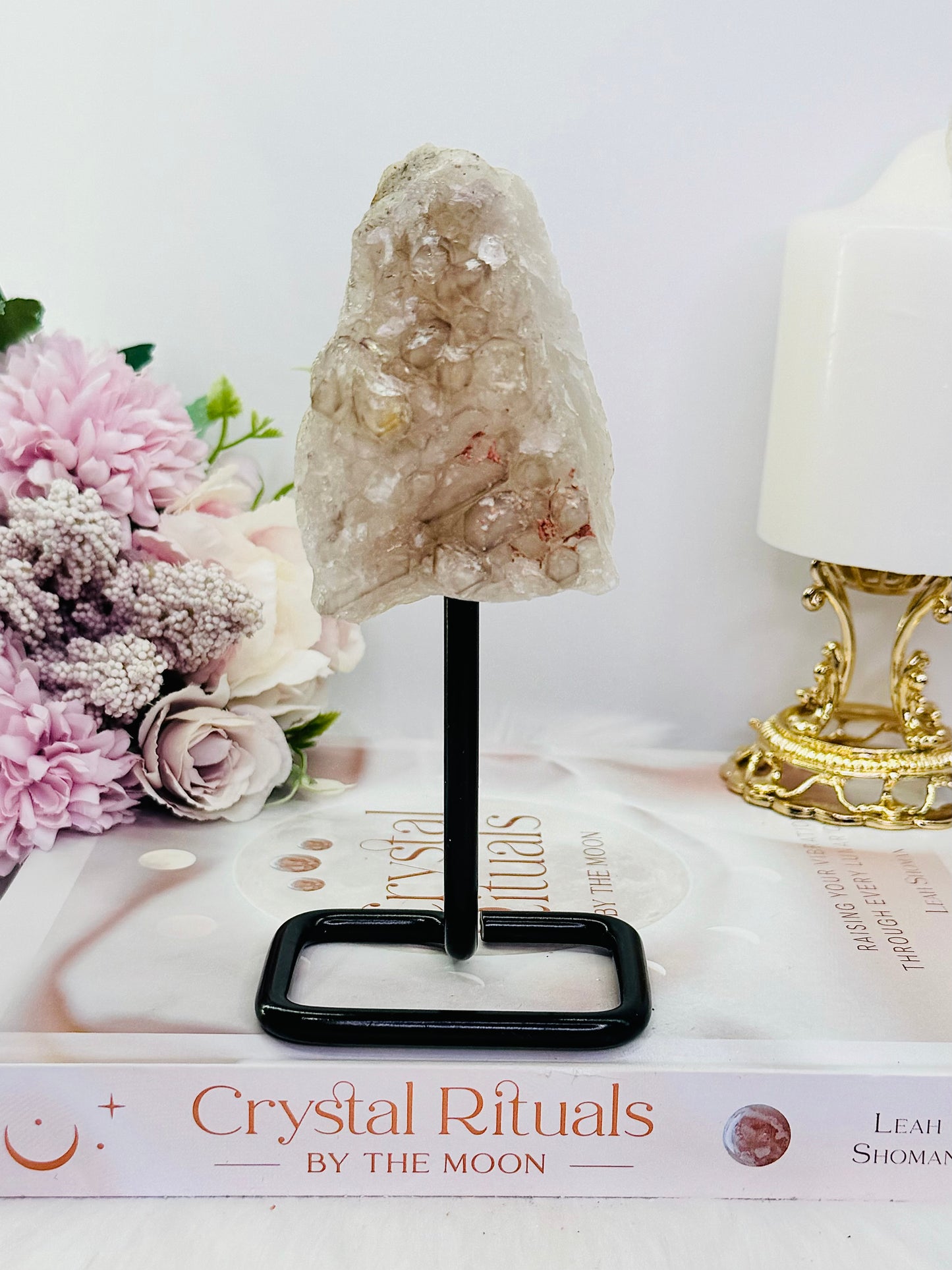 Divine Vibrations ~ Gorgeous Large 16cm Natural Elestial Quartz On Stand