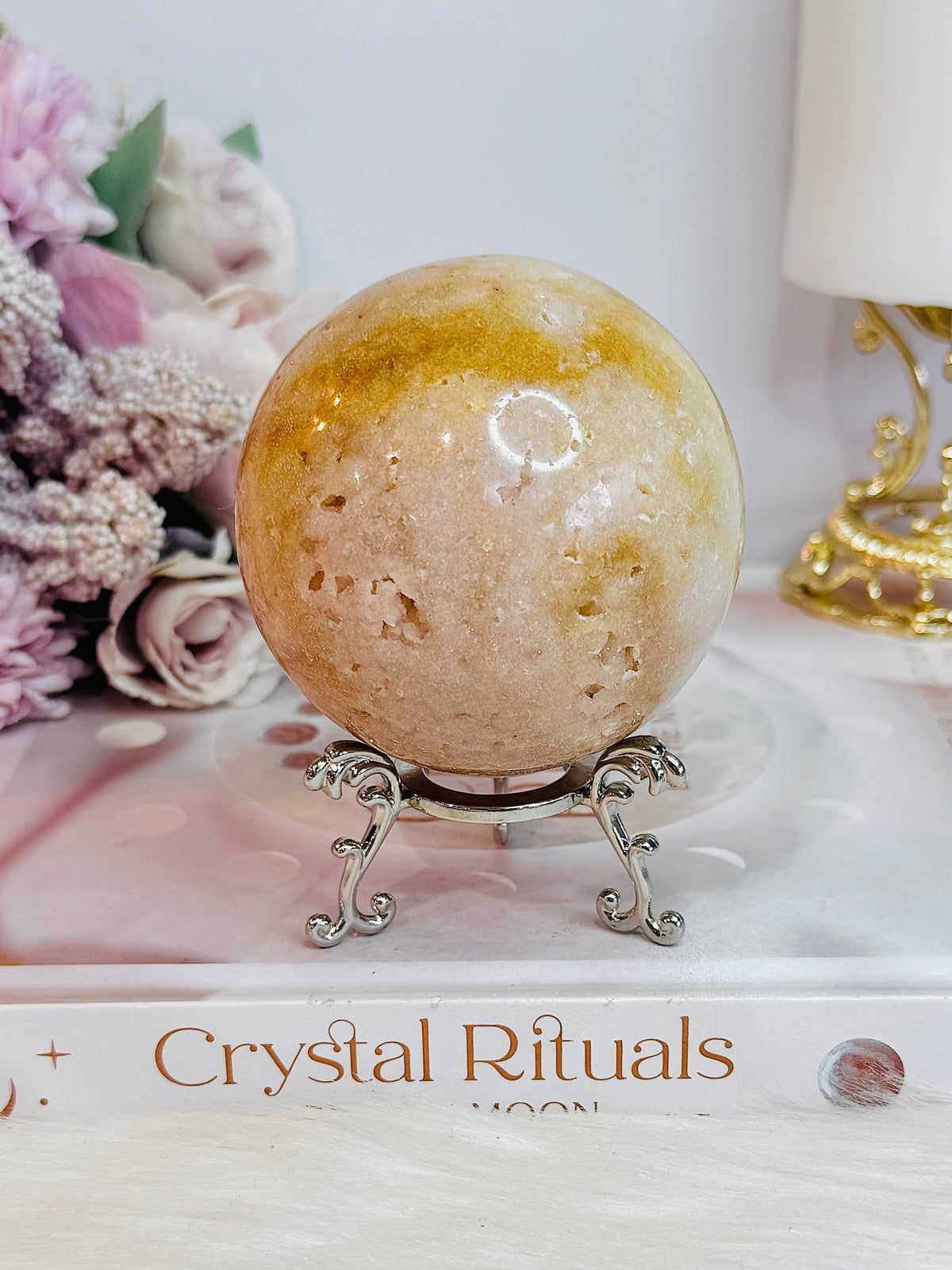 Large Druzy Pink Amethyst Sphere on Stand 403g