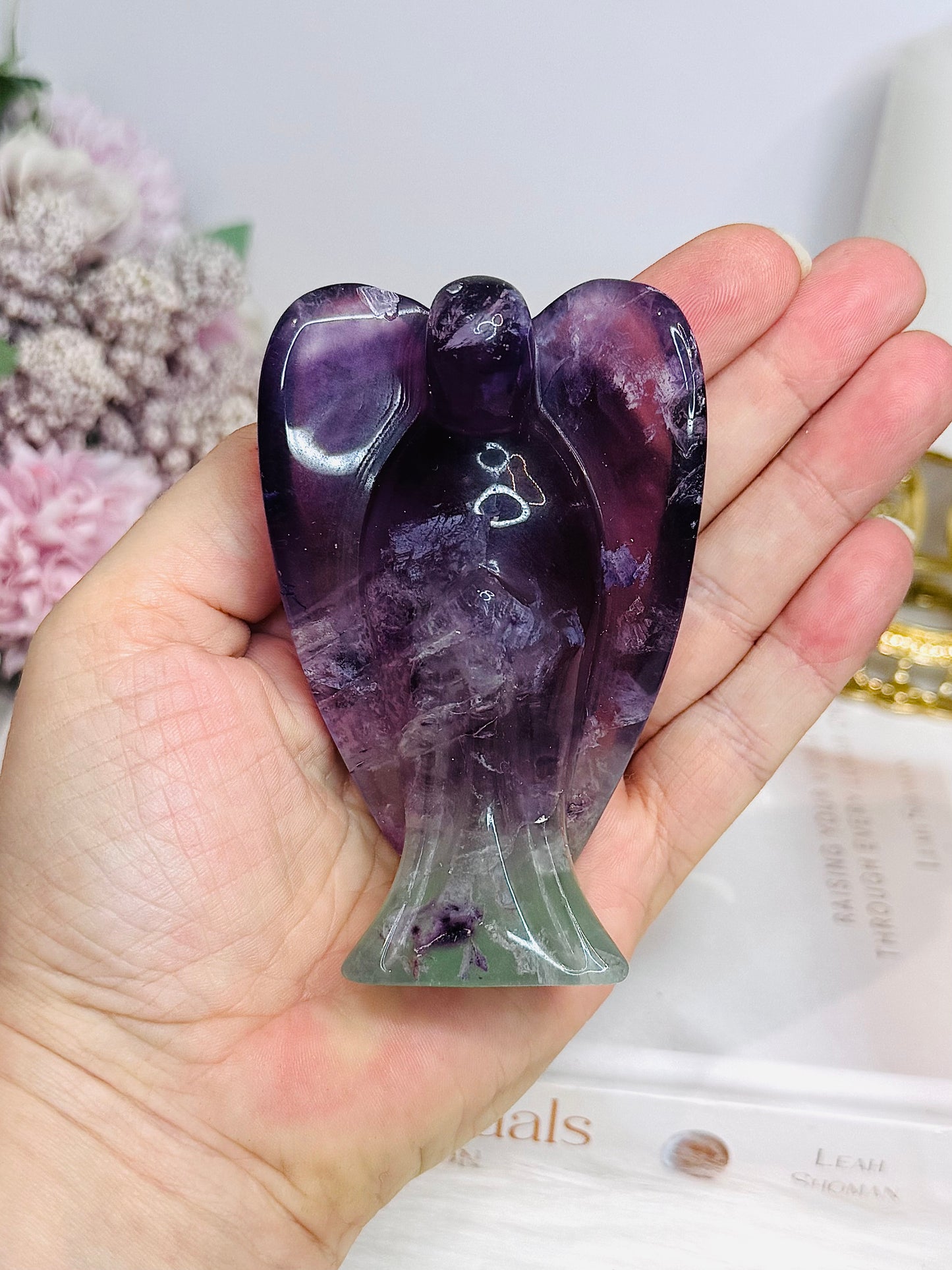 Rainbow Fluorite Angel Carving 9.5cm