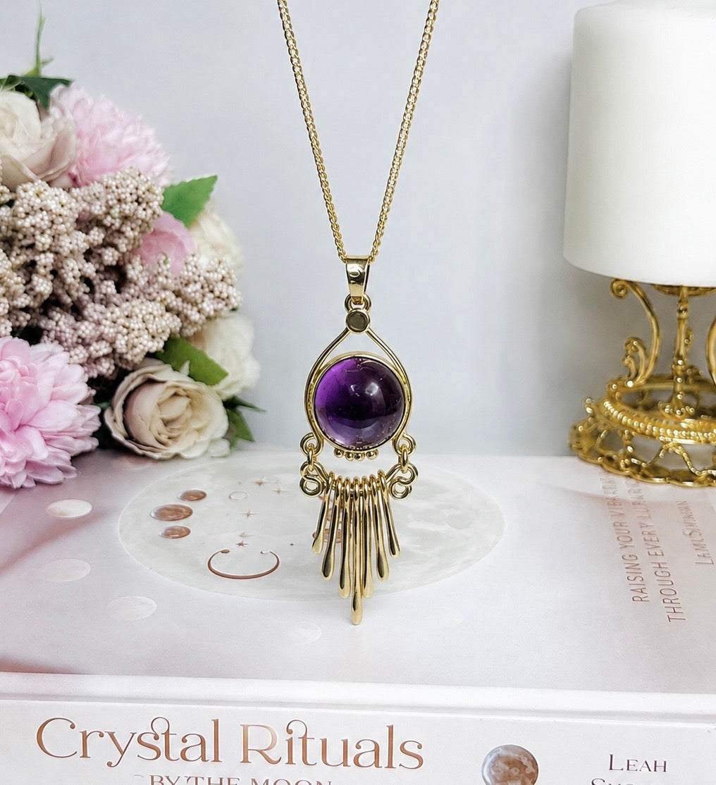 Amethyst Fringe Pendant Necklace