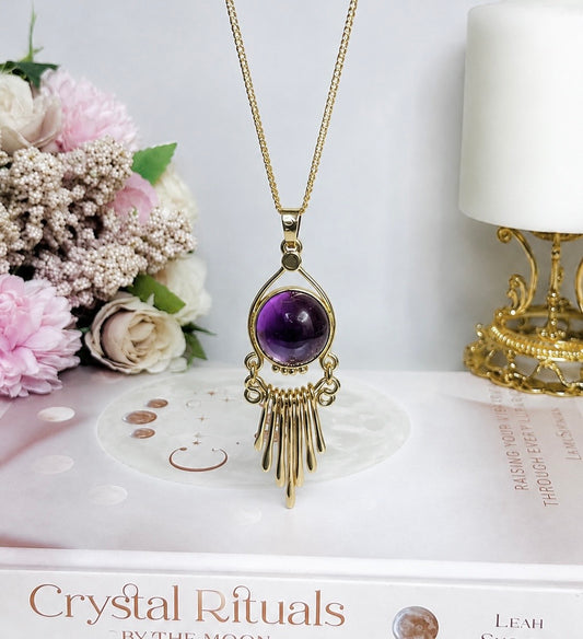 Amethyst Fringe Pendant Necklace