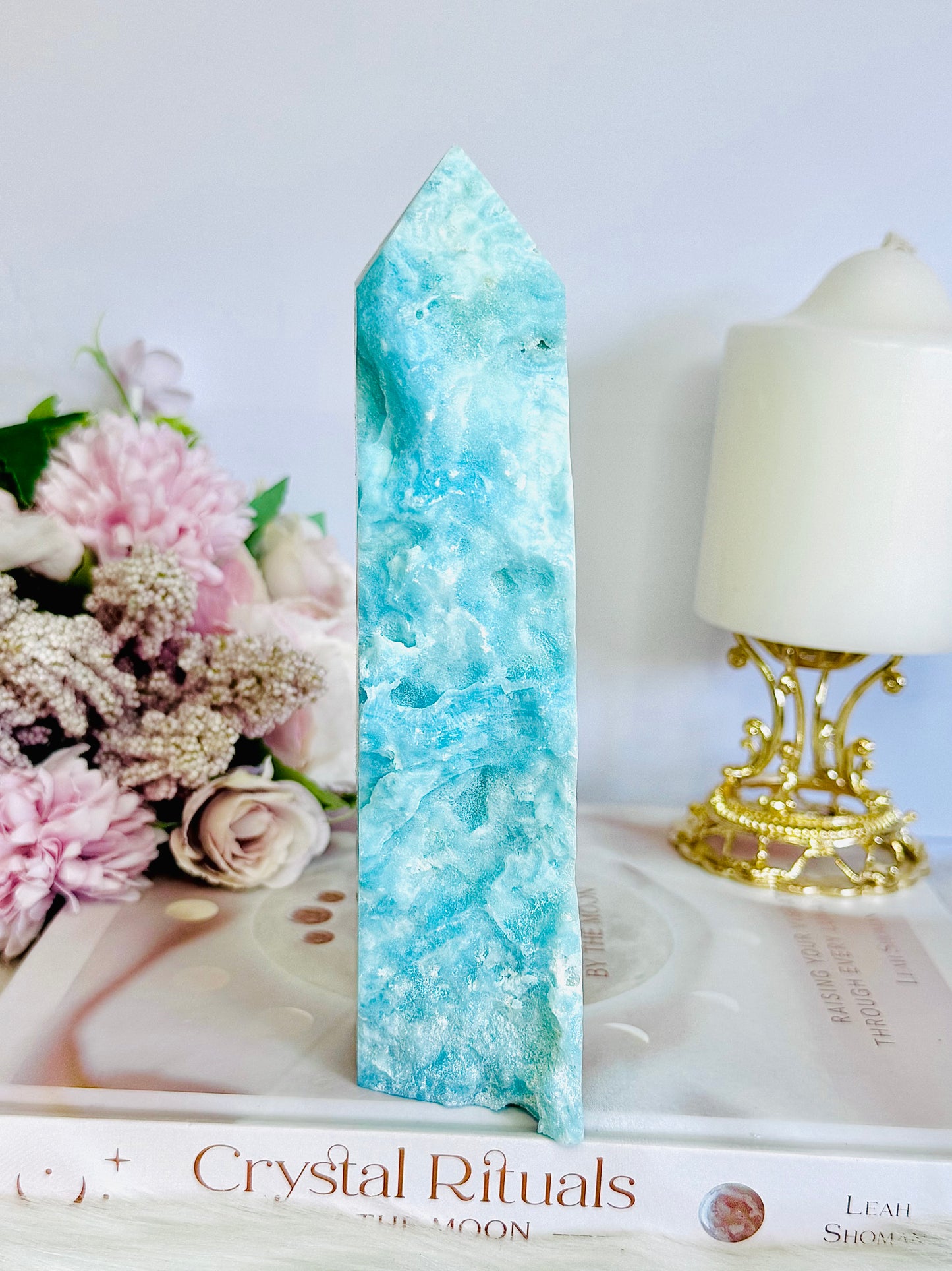 High Grade Divinely Gorgeous Large Natutal Blue Aragonite Chunky Tower 17cm