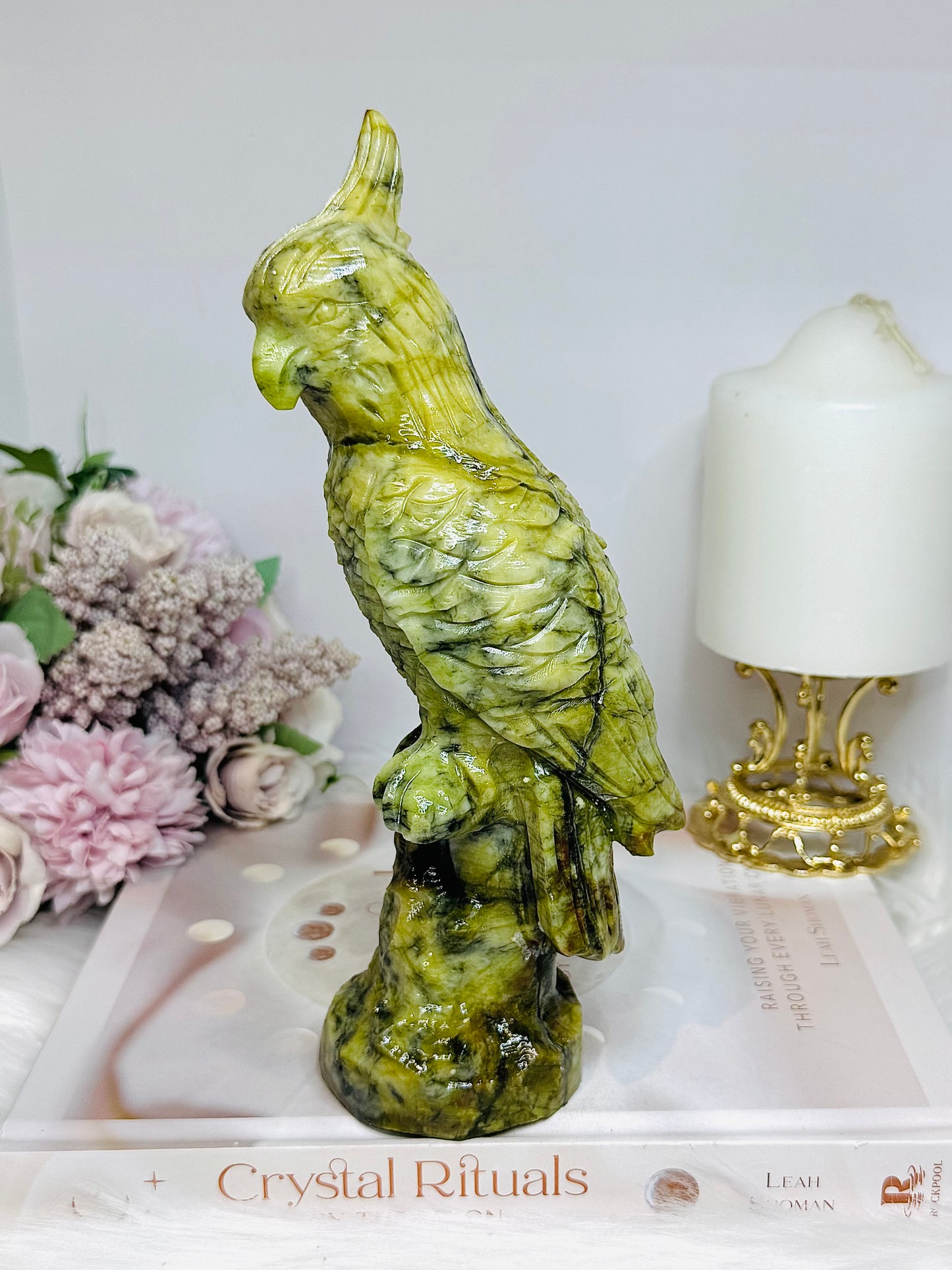 Large Chunky Jade Carved Parrot (Bird) 20.5cm 820g