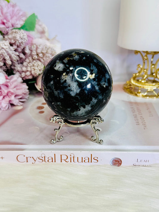 Black Tourmaline In Quartz Sphere On Stand 449grams