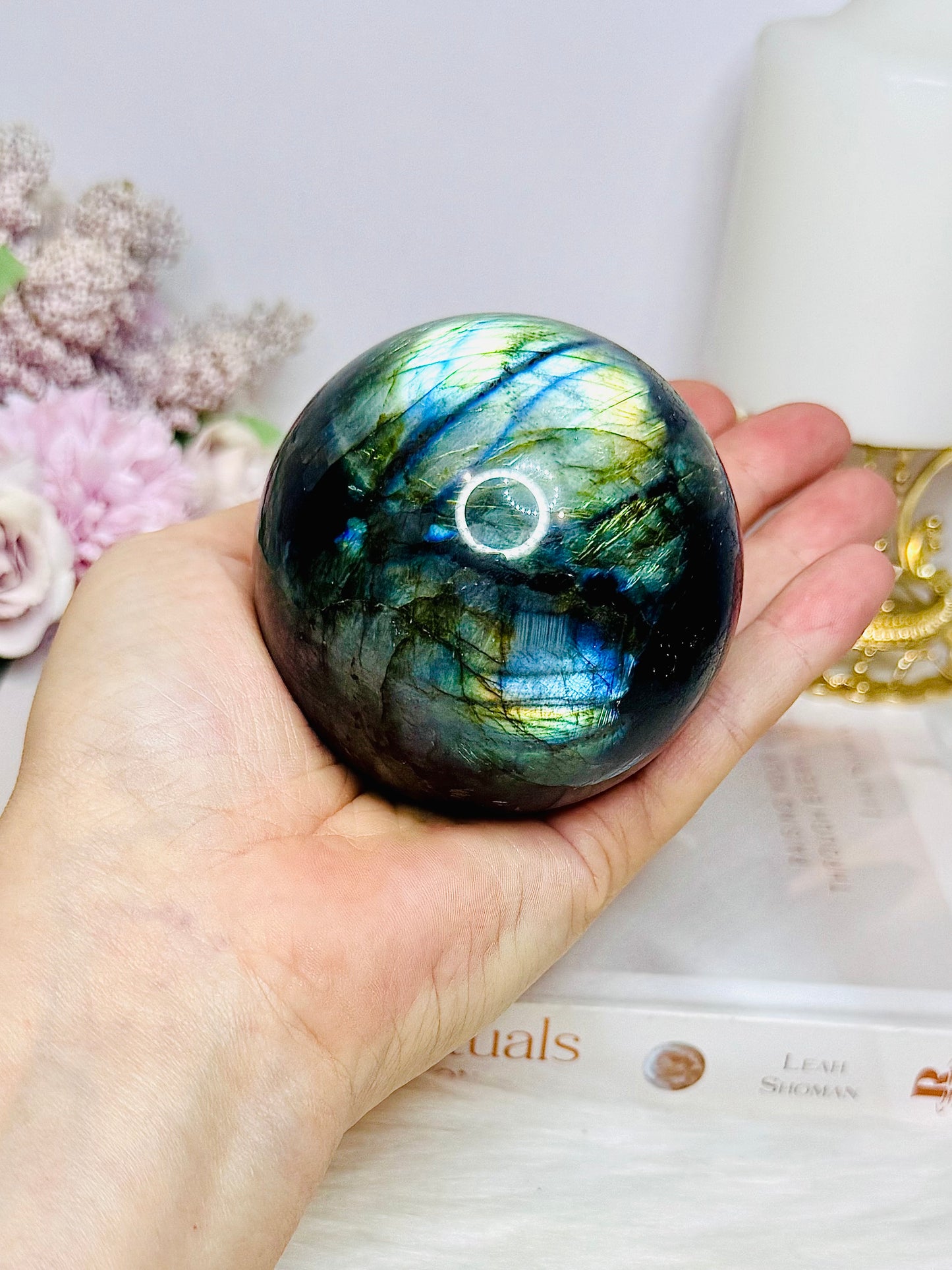 Large Labradorite Sphere on Stand 520g