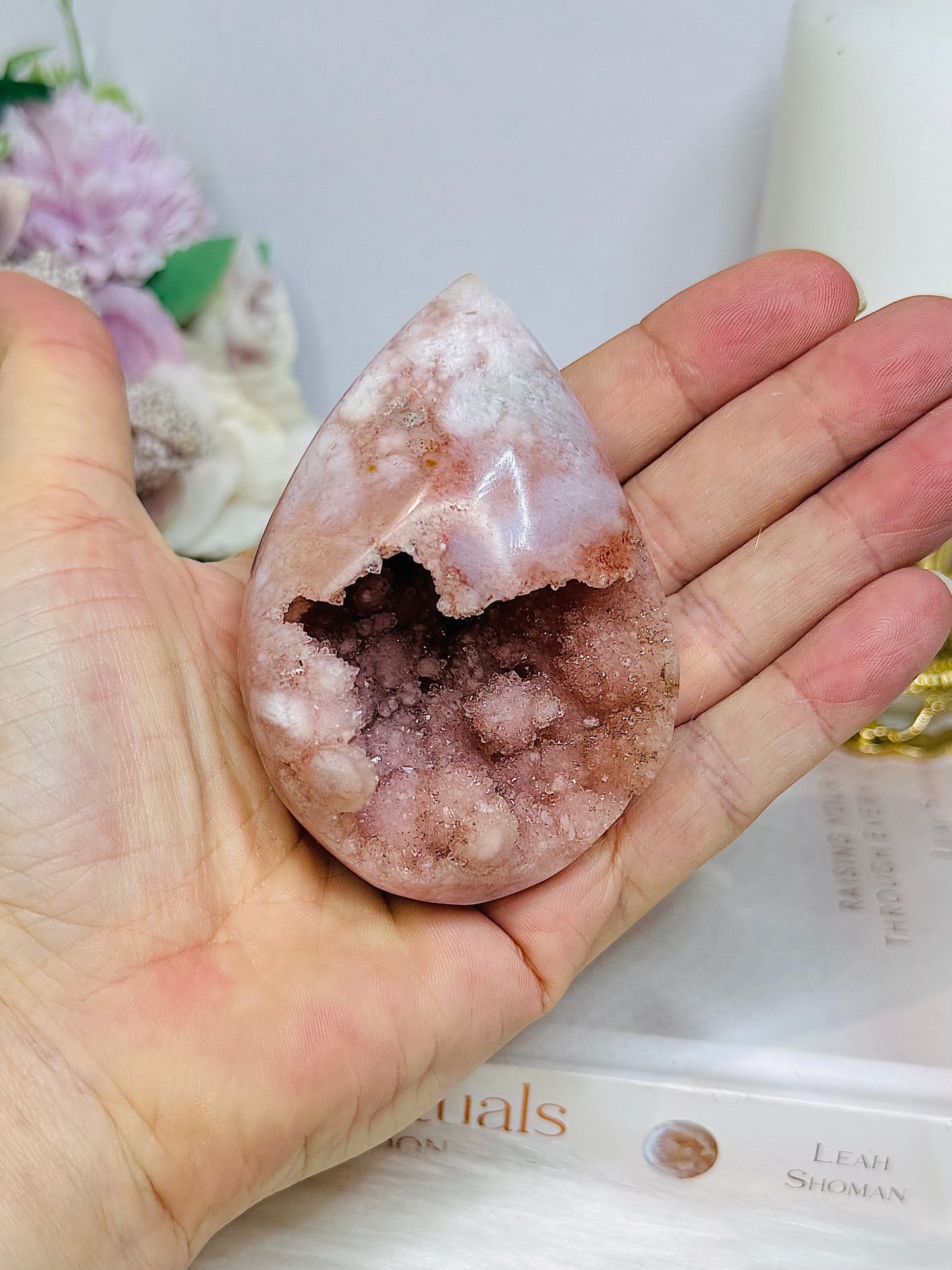 Druzy Pink Amethyst Tear Drop 8cm