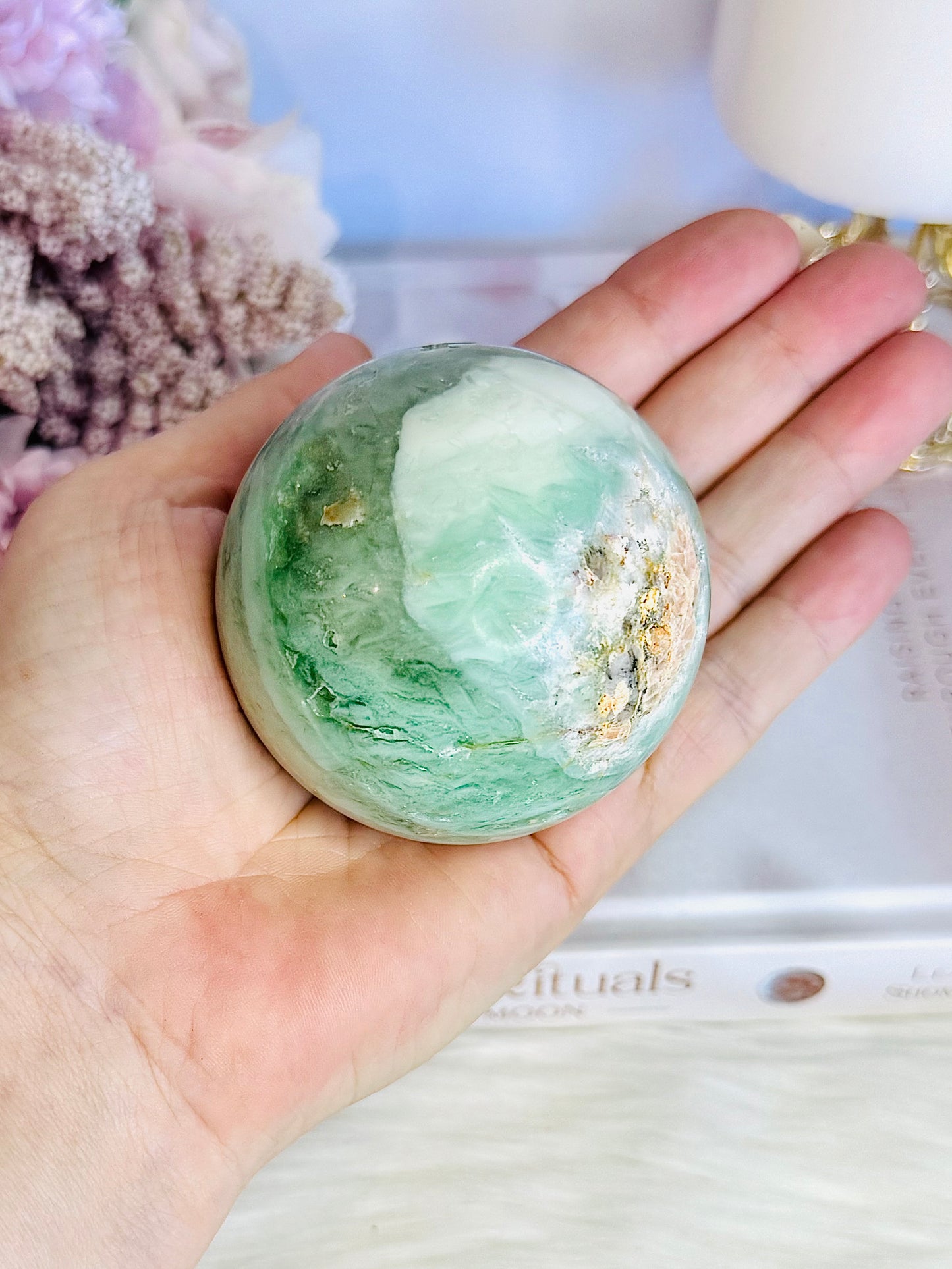 Beautiful Natural Variscite Sphere On Stand 381grams