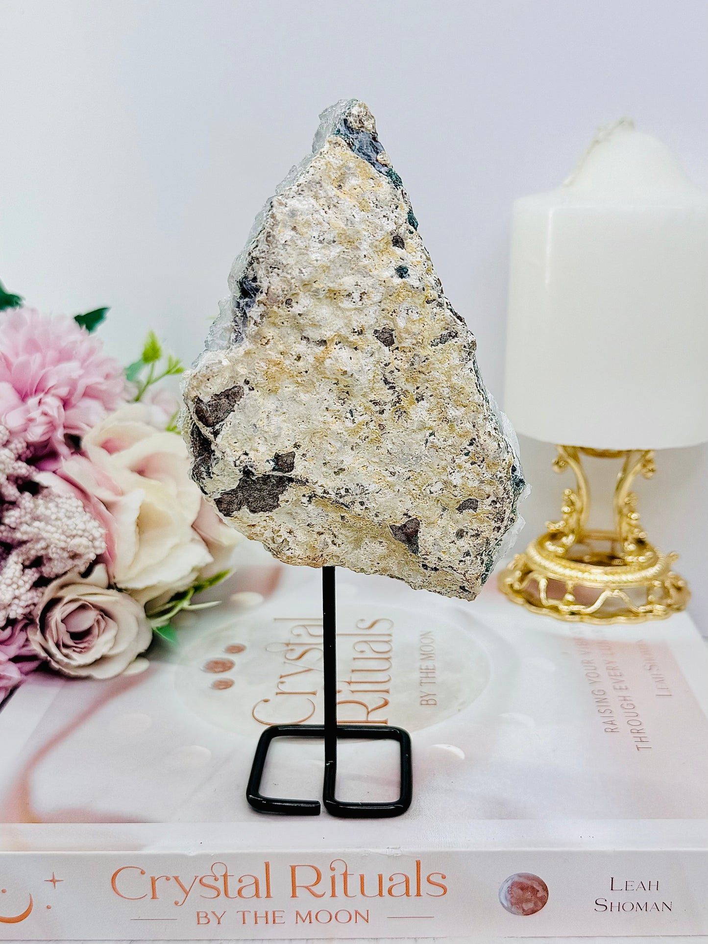 Stunning Tall 17cm Natural Zeolite Sparkling Slab On Stand From Brazil