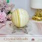 Striped Calcite Sphere on Stand 365g
