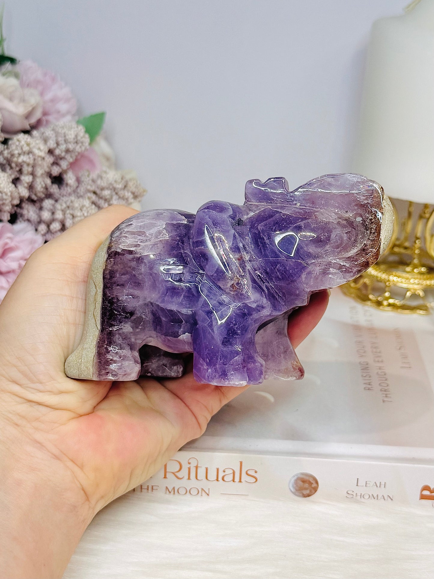 Amethyst X Mexican Lace Agate Elephant 11cm 410g