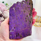 Incredible Rare Natural Velvet Purpurite Large Slab On Gold Stand 578grams