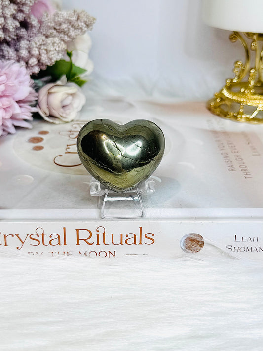 Small Pyrite Puffy Heart on Stand 88g
