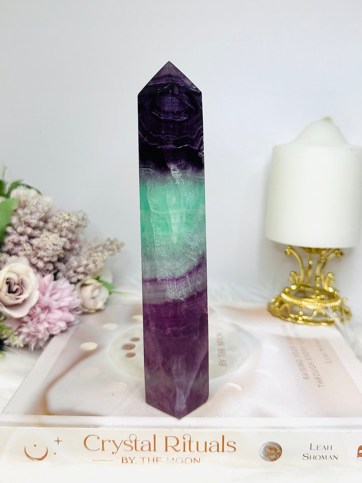 Large High Grade Watermelon Fluorite Tower 18cm