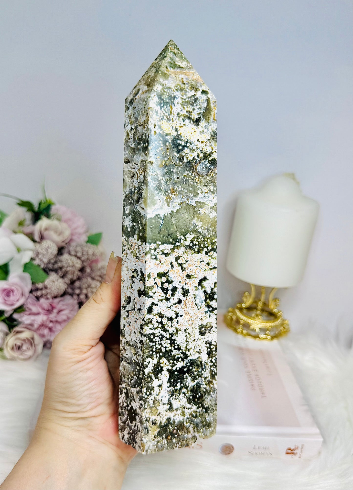 Large Orbicular Ocean Jasper Tower 23cm 915g