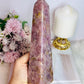 Natural Lepidolite Large 19.5cm Obelisk | Tower From Brazil with Natural Lines