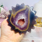 Druzy Amethyst X Agate Carved Flower On Stand 23cm 321g