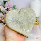Large Quartz Cluster Carved Heart with Black Tourmaline Inclusions 12cm 801g